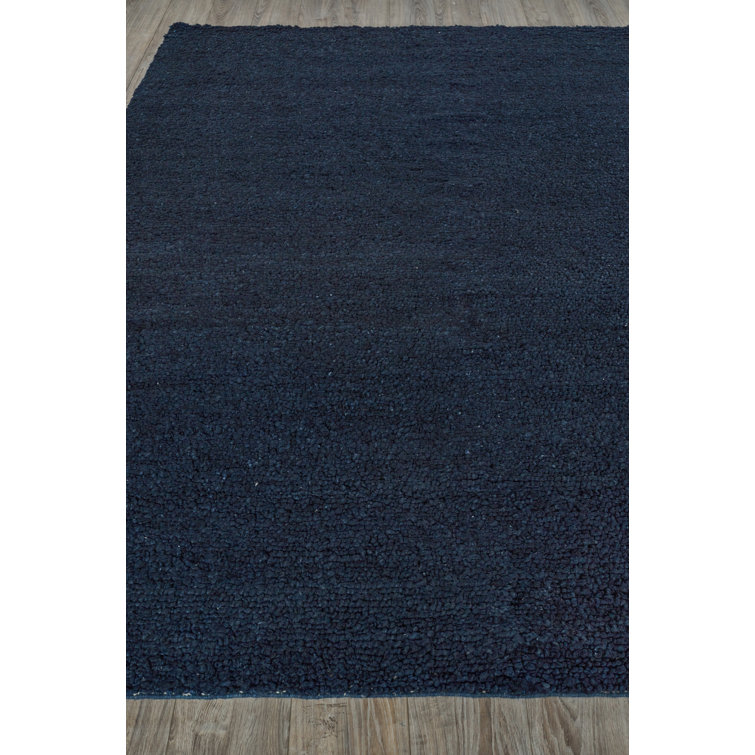 Handmade Navy Blue Wool Rectangular 8' x 10' Area Rug