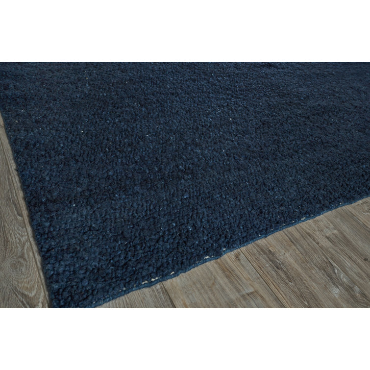 Handmade Navy Blue Wool Rectangular 8' x 10' Area Rug
