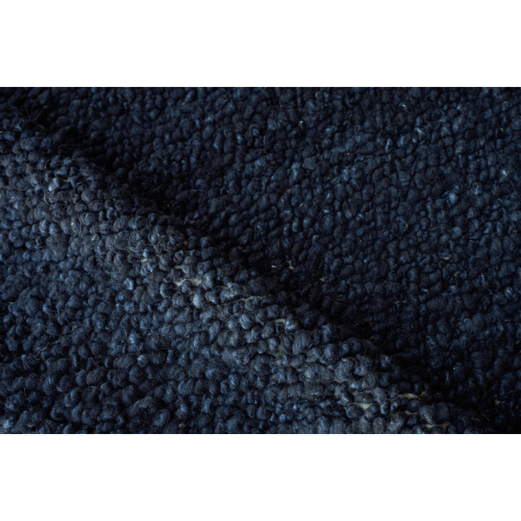 Handmade Navy Blue Wool Rectangular 8' x 10' Area Rug