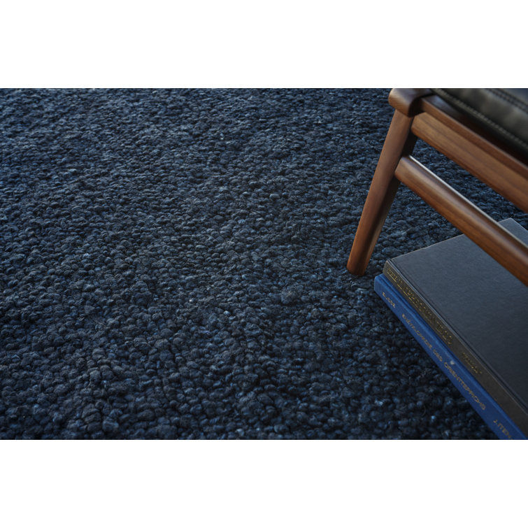 Handmade Navy Blue Wool Rectangular 8' x 10' Area Rug