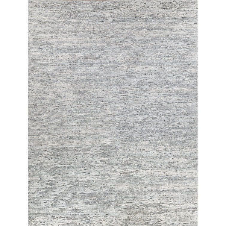 Handmade Rectangular Silver Wool 10' x 14' Rug