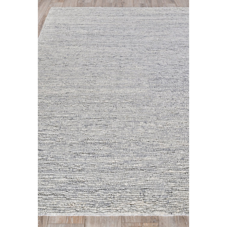 Handmade Rectangular Silver Wool 10' x 14' Rug
