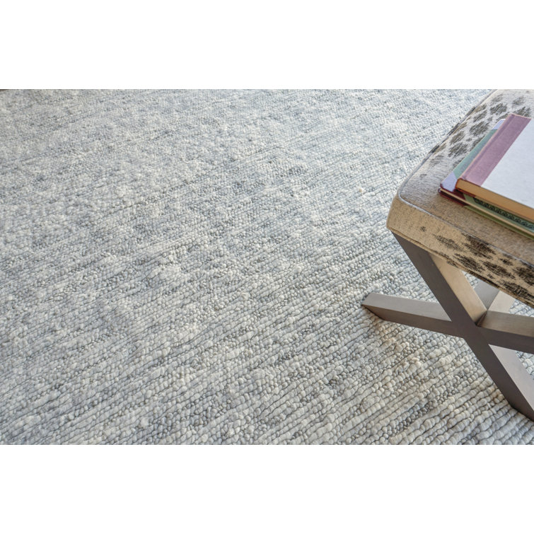Handmade Rectangular Silver Wool 10' x 14' Rug