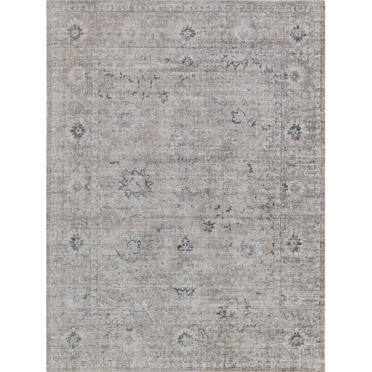 Handmade Silver and Brown Wool and Viscose Rectangular Rug