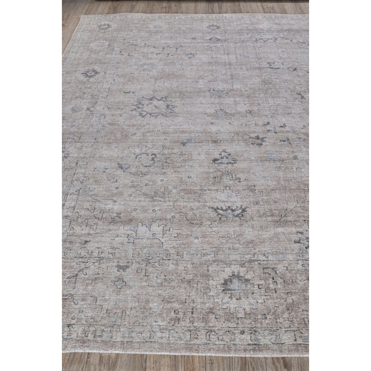 Handmade Silver and Brown Wool and Viscose Rectangular Rug