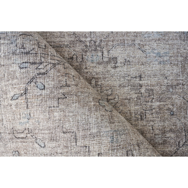 Handmade Silver and Brown Wool and Viscose Rectangular Rug