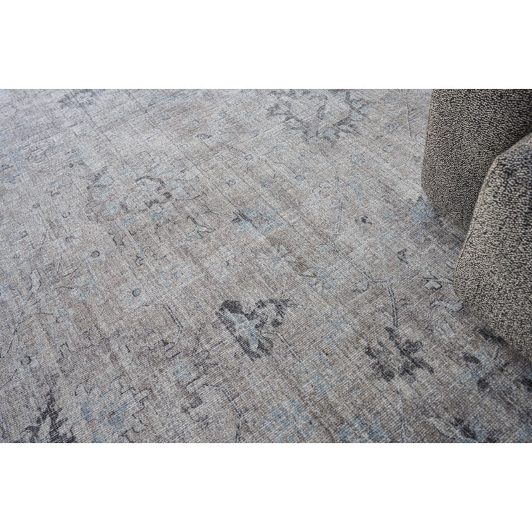Handmade Silver and Brown Wool and Viscose Rectangular Rug