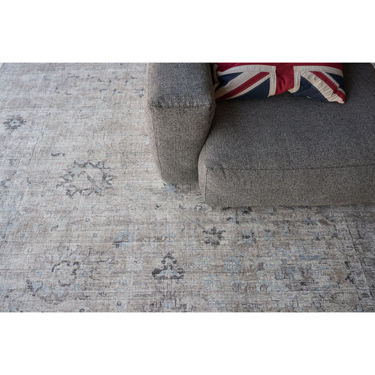 Handmade Silver and Brown Wool and Viscose Rectangular Rug