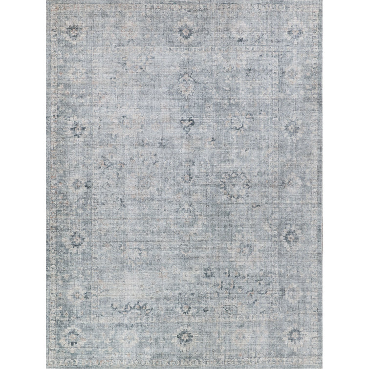 Handmade Blue Wool and Viscose 6' x 9' Rectangular Rug