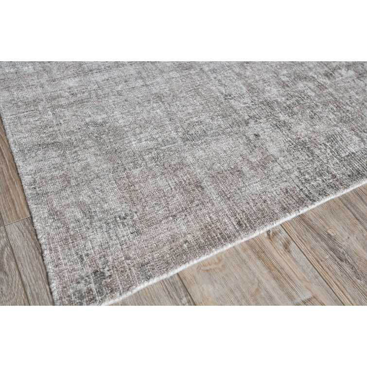 Handmade Silver and Taupe Abstract Wool and Viscose 9' x 12' Rug
