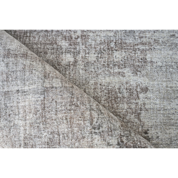 Handmade Silver and Taupe Abstract Wool and Viscose 9' x 12' Rug