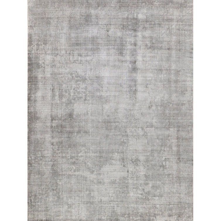 Handmade Abstract Gray Wool-Viscose Blend 8' x 10' Area Rug