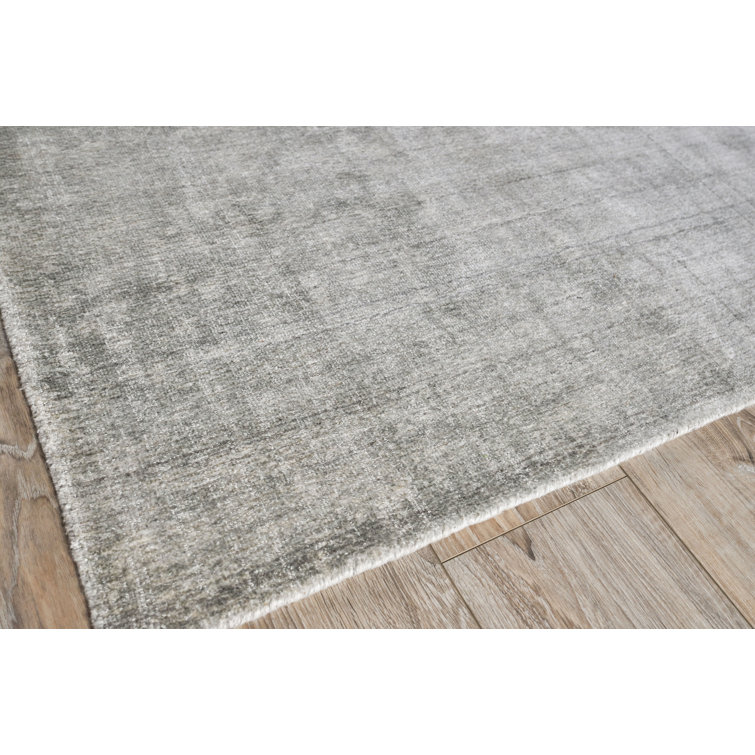 Handmade Abstract Gray Wool-Viscose Blend 8' x 10' Area Rug