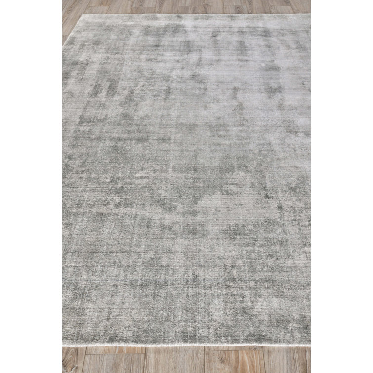 Handmade Abstract Gray Wool-Viscose Blend 8' x 10' Area Rug
