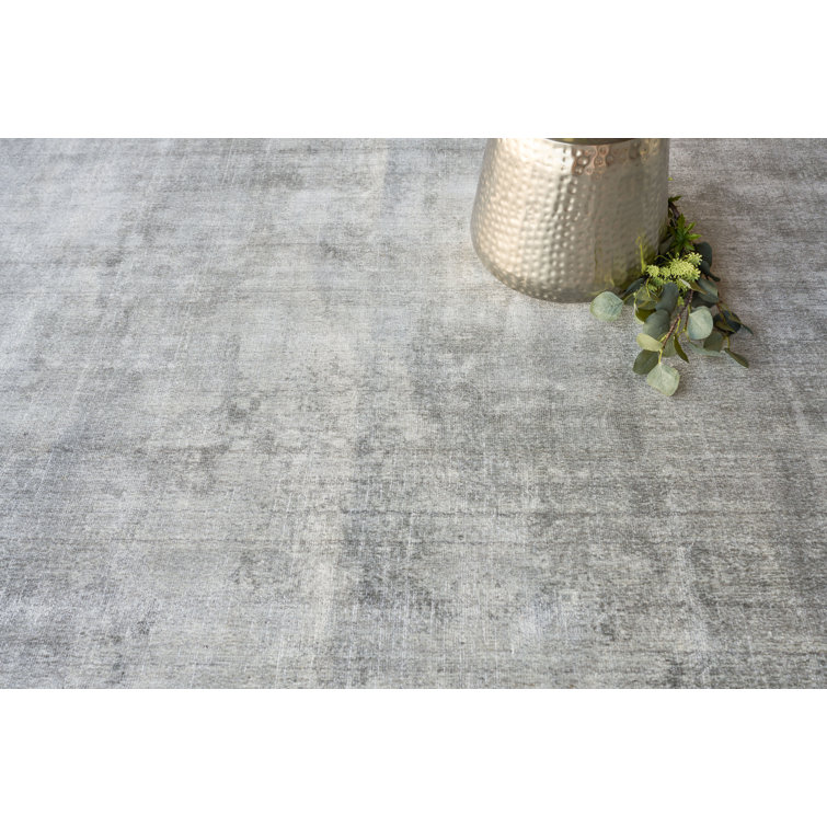 Handmade Abstract Gray Wool-Viscose Blend 8' x 10' Area Rug