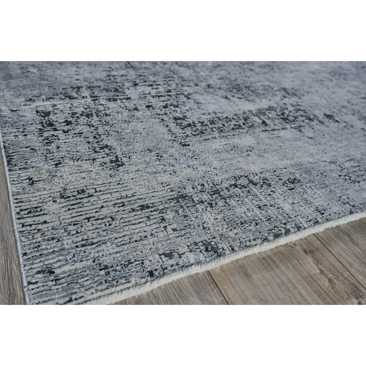 Gray Abstract 8' x 10' Synthetic Area Rug