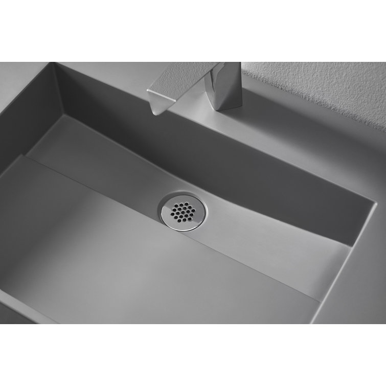 40" Matte Gray Rectangular Wall-Mount Solid Surface Vessel Sink