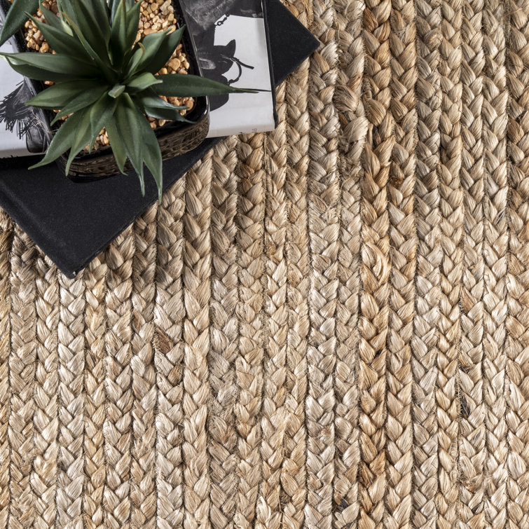 Handmade Natural Jute Oval Area Rug, 6' x 6'