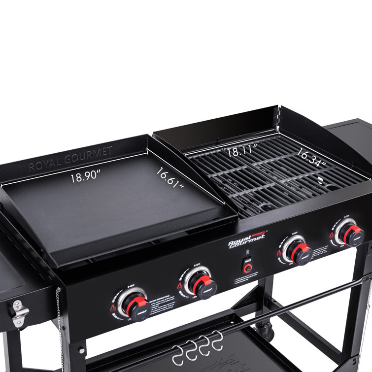 Royal Gourmet 4-Burner Black Stainless Steel Gas Grill and Griddle Combo