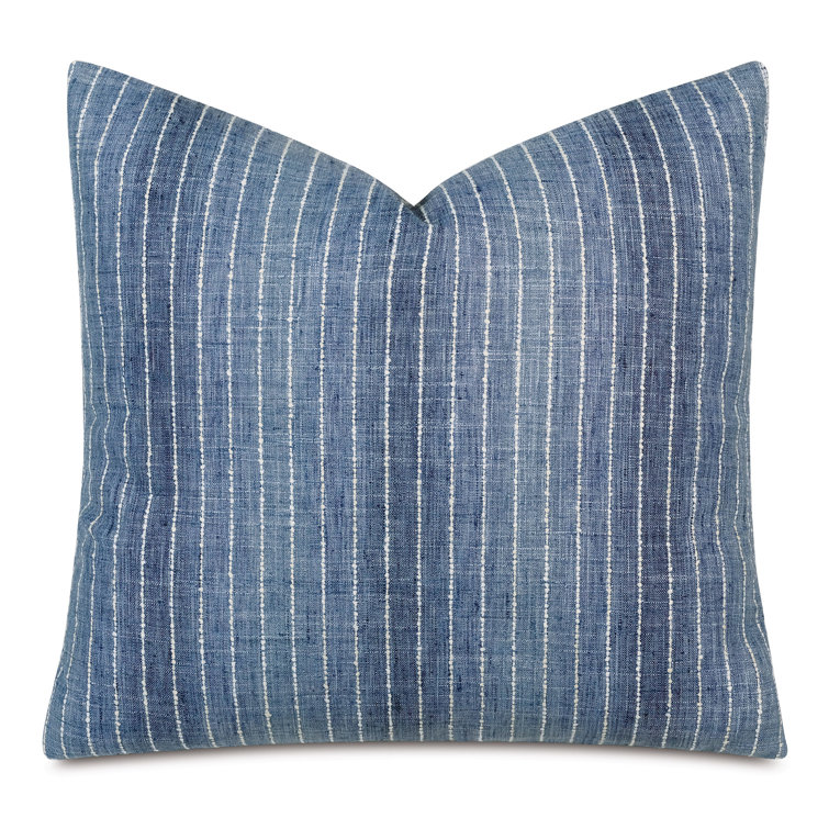 Kasama Blue and White Striped Square Polyester Throw Pillow