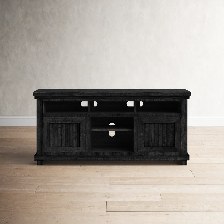 Rustic Black 64" Entertainment Console with Cabinet
