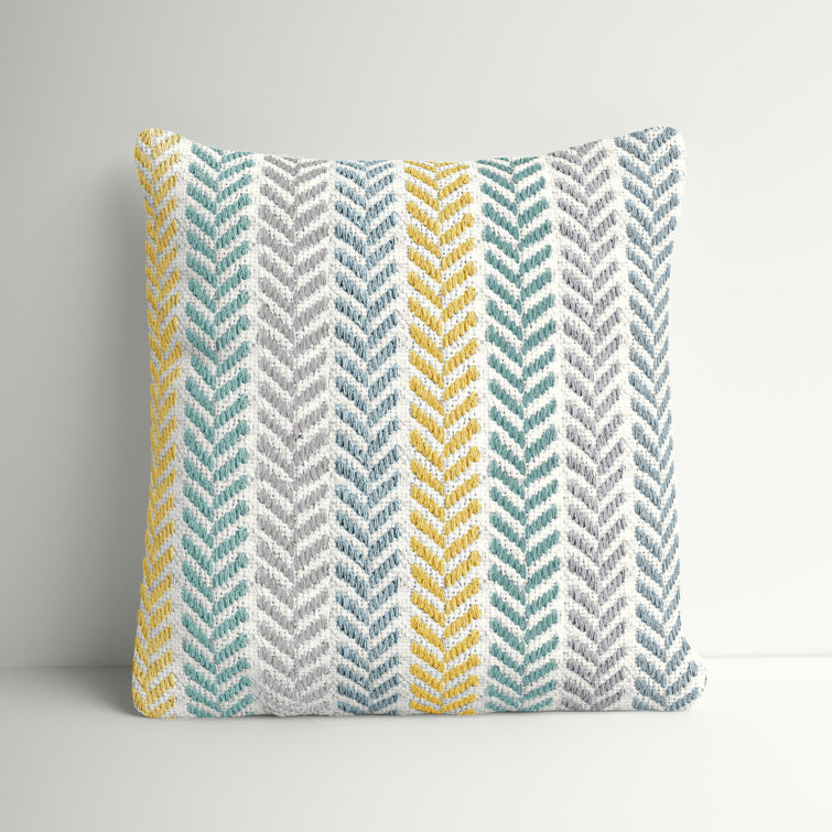 Altair Emerald City Chevron Cotton Throw Pillow - Yellow and Green