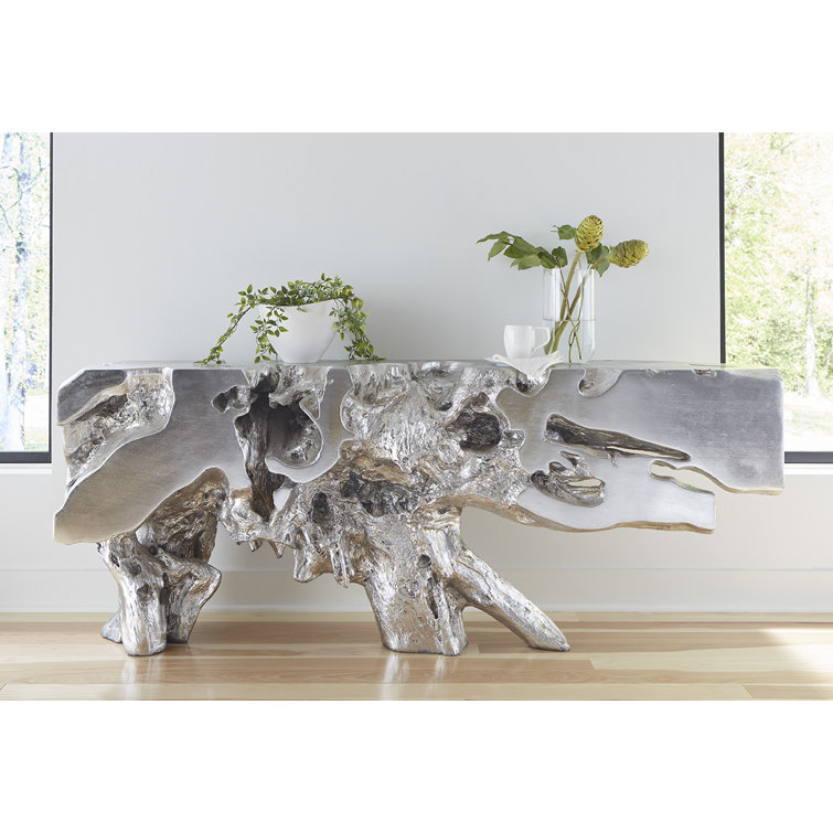 Silver Leaf Handcrafted 80" Resin Console Table with Storage
