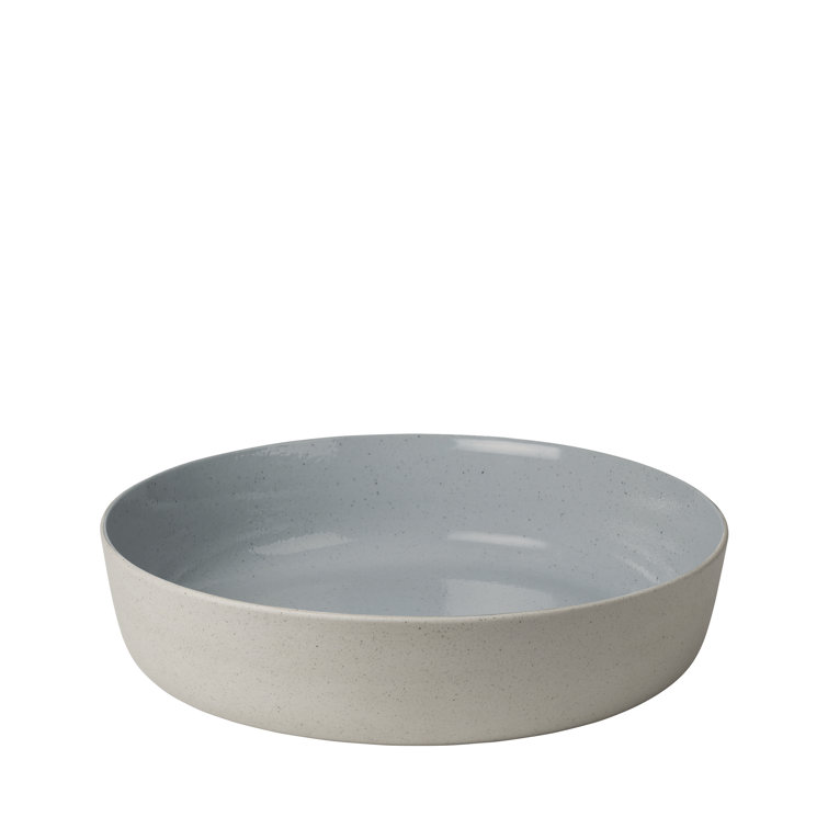 Small Stone Blue Ceramic Salad Bowl with Textured Finish