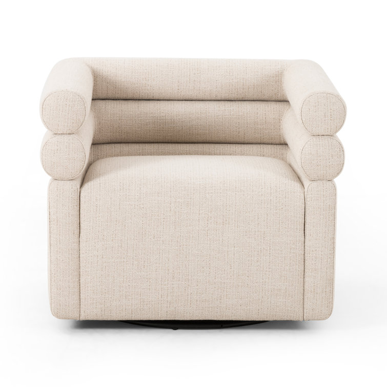 Hampton Cream Glove Leather Swivel Armchair