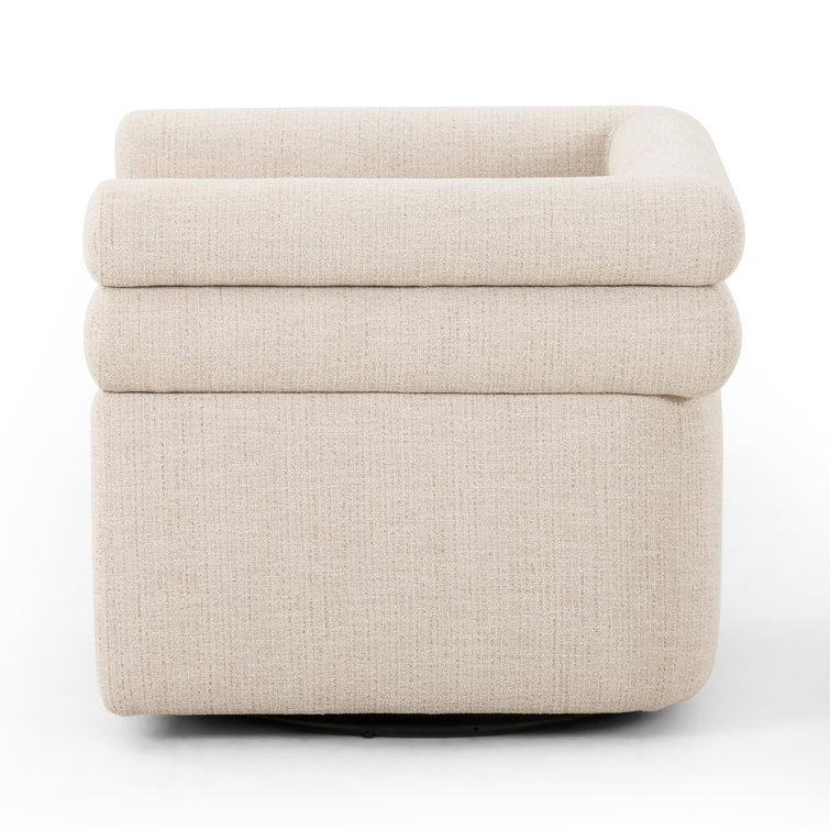 Hampton Cream Glove Leather Swivel Armchair