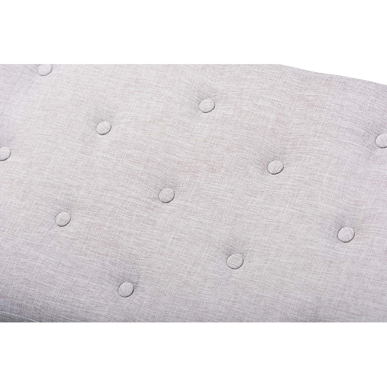 Grayish Beige Foam Upholstered Bench with Walnut Finish