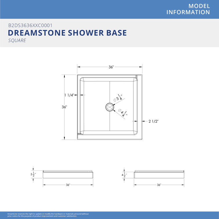 DreamStone 36" White Solid Surface Alcove Shower Kit