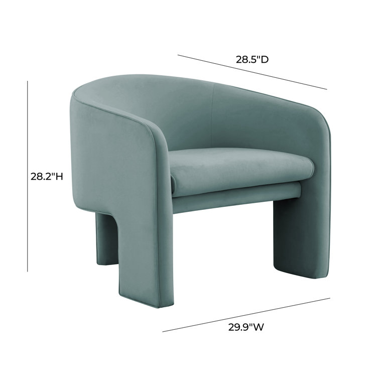 Sea Blue Velvet Mid-Century Modern Barrel Accent Chair