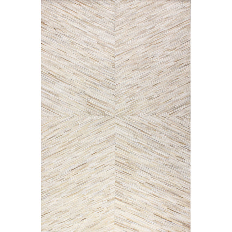 Luxurious Camel Cowhide Geometric Rug 5' x 8'