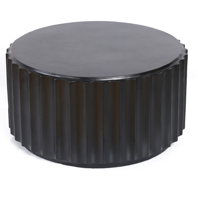 LuxenHome 32" Black Cement Round Outdoor Coffee Table