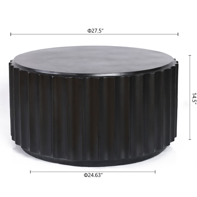 LuxenHome 32" Black Cement Round Outdoor Coffee Table