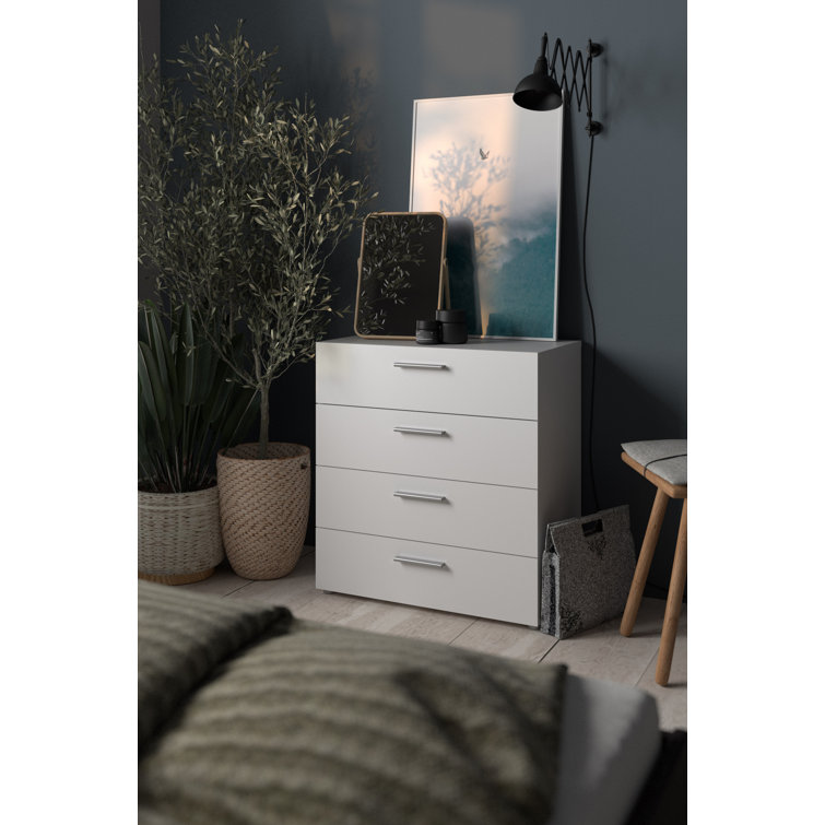 Austin 4-Drawer Sleek White Dresser with Metal Hardware