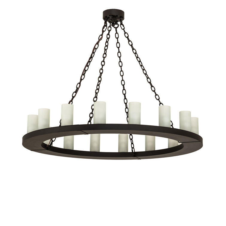 Loxley 48" Black Glass Wagon Wheel Chandelier