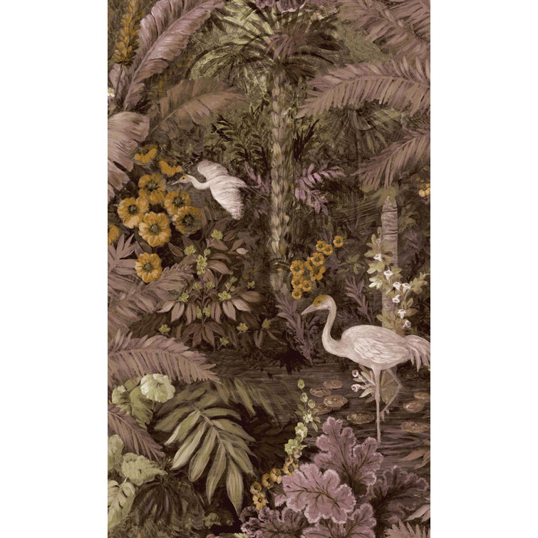 Pink Tropical Paradise Non-Woven Metallic Wallpaper Roll