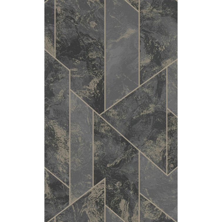 Charcoal Geometric Marble Non-Woven Non-Pasted Wallpaper