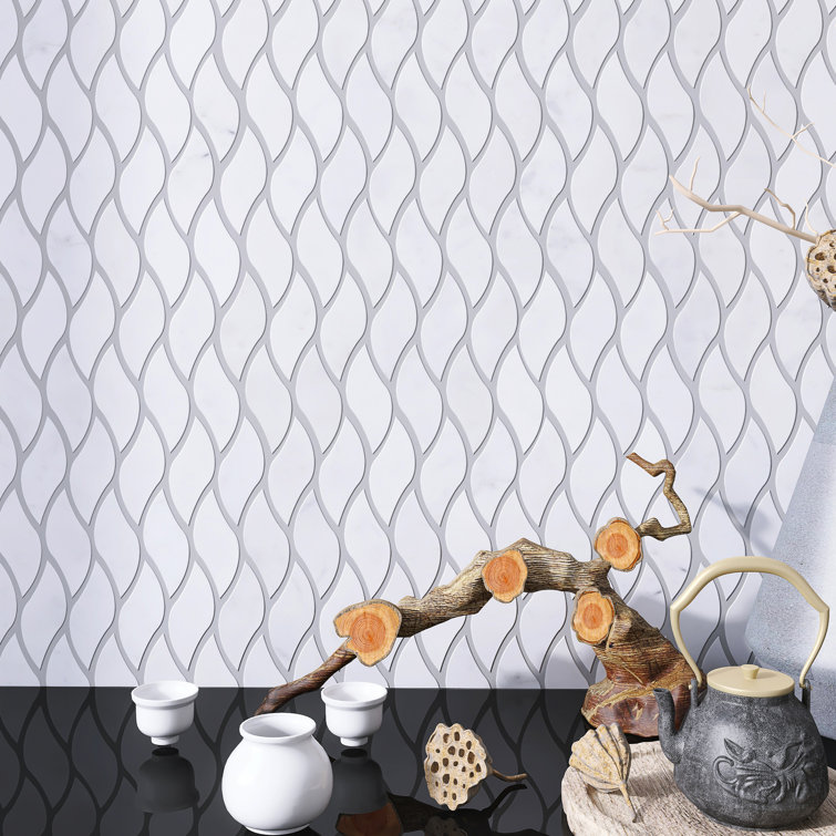 White Carrara Marble Look Honed Mosaic Wall Tile Sheet