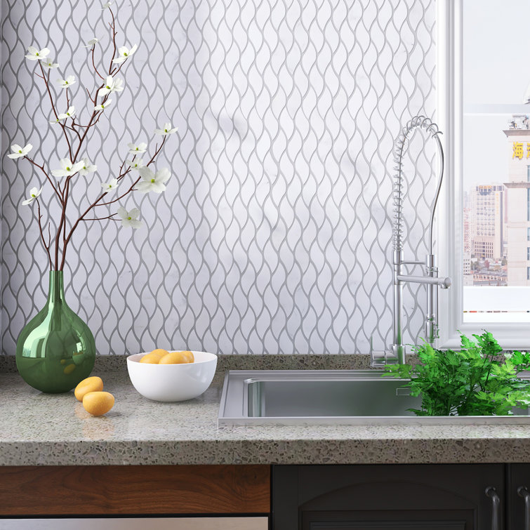 White Carrara Marble Look Honed Mosaic Wall Tile Sheet