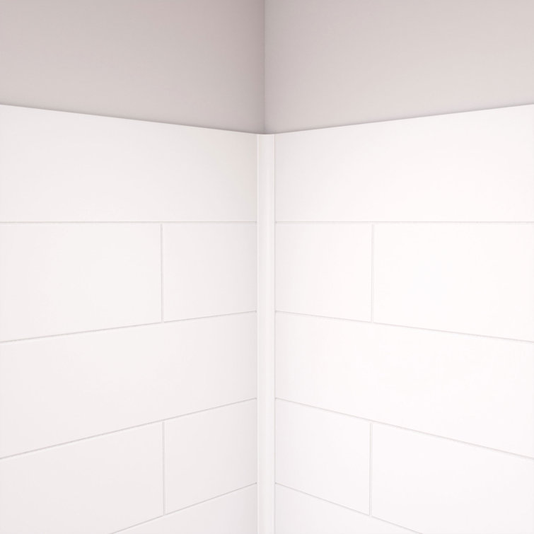 DreamStone 38" White Solid Surface Corner Shower Kit