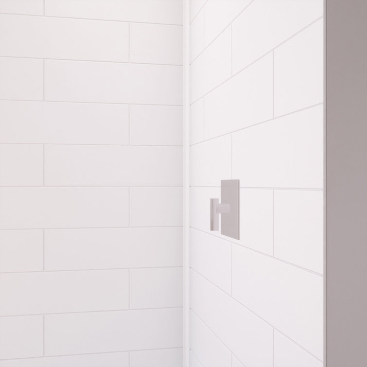 DreamStone 38" White Solid Surface Corner Shower Kit