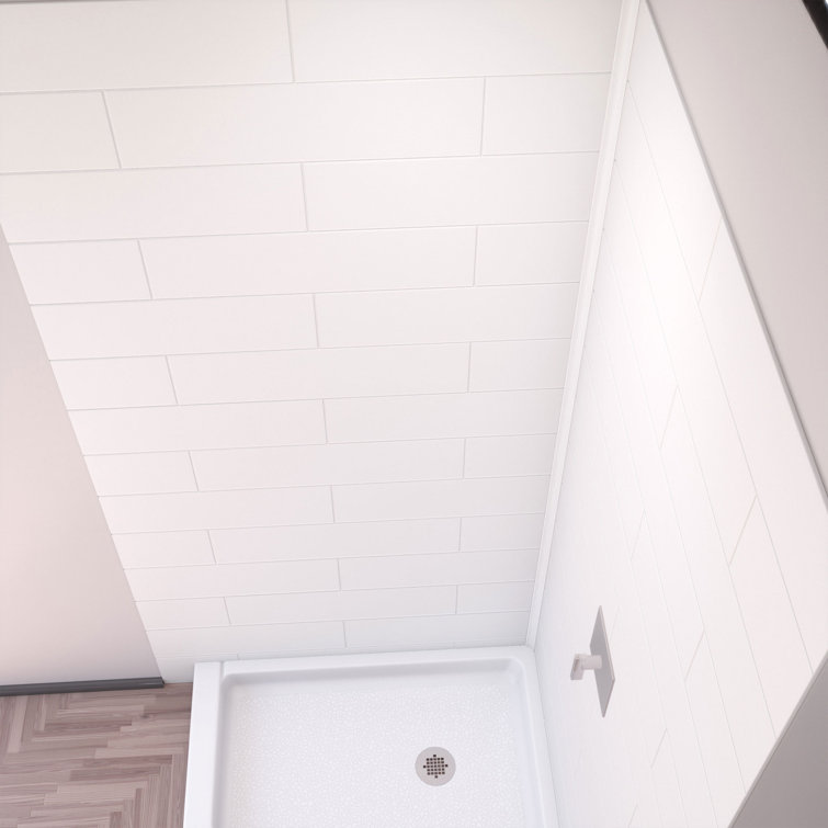 DreamStone 36" White Modern Subway Pattern Shower Kit