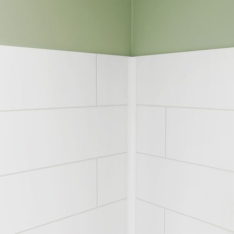 White 54" x 34" Solid Surface Alcove Shower Kit