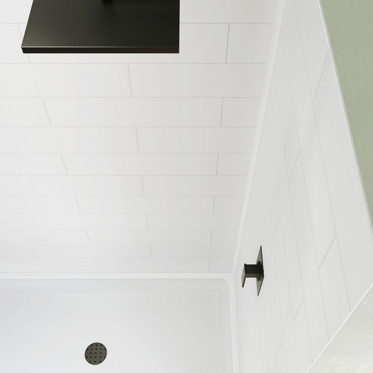 White 54" x 34" Solid Surface Alcove Shower Kit