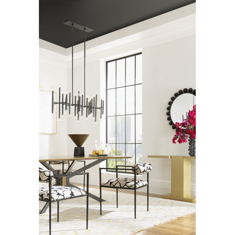Noir Cooper 33" Round Black Metal Industrial Wall Mirror