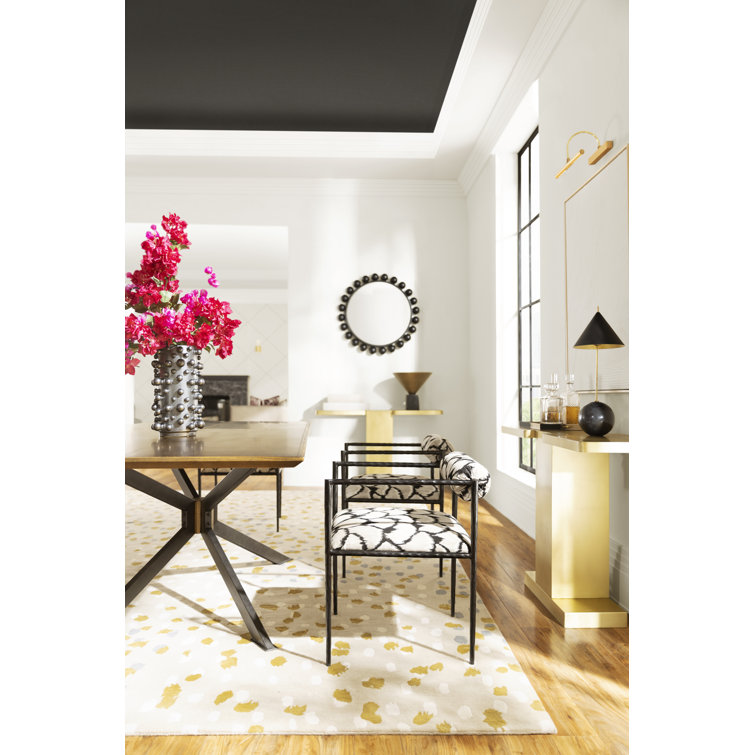 Noir Cooper 33" Round Black Metal Industrial Wall Mirror