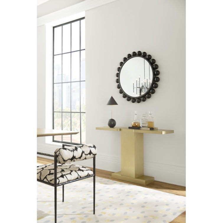 Noir Cooper 33" Round Black Metal Industrial Wall Mirror